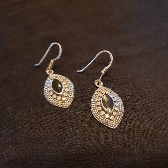 Sterling and onyx earrings - Picture 1 of 2